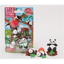 Figurás radírkészlet 7db/bliszter - panda család