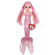 Ty Mermaids plüss figura CORA, 27 cm - fényes rózsaszín sellő (1)