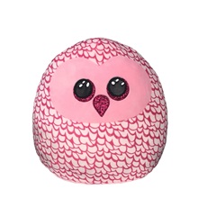 Ty Squish-a-Boos párna alakú plüss figura PINKY, 30 cm - rózsaszín bagoly (1)